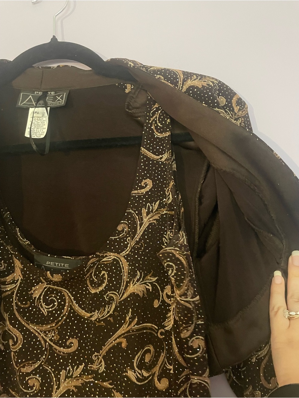 Alex Evenings 3-Piece Skirt Set in Brown size Petite Large w/ Bolero y2k Formal - Picture 5 of 10